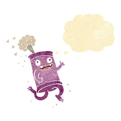 cartoon crazy soda can with thought bubble