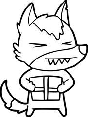 angry christmas wolf cartoon
