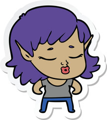 sticker of a pretty cartoon elf girl