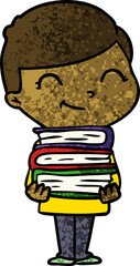 cartoon boy with books smiling