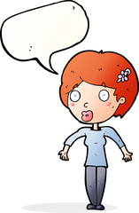 cartoon shocked woman with speech bubble
