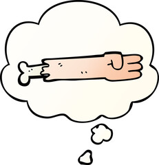 cartoon zombie arm with thought bubble in smooth gradient style