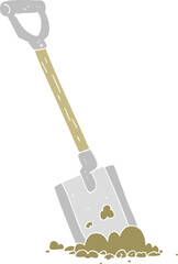 flat color illustration of shovel in dirt