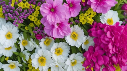 spring flowers background with various colors 