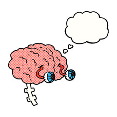 freehand drawn thought bubble cartoon brain