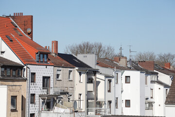 Wohngebäude , Reihenhäuser, Mehrfamilienhäuser, Rückseite, Bremen, Deutschland