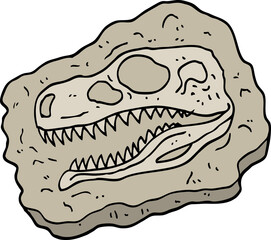 hand drawn doodle style cartoon ancient fossil