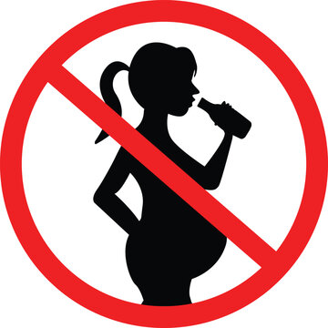 No alcohol during pregnancy sign. Do not drink alcohol during pregnancy symbol. No alcohol for pregnant woman. flat style.