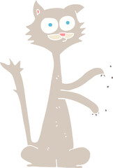 flat color illustration of cat scratching