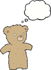 cartoon teddy bear with thought bubble