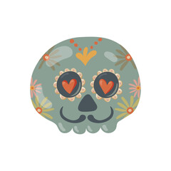 sugar skull. Mexican Dia de los Muertos (Day of the Dead) sugar skull icon. doodle. clipart. vector illustration