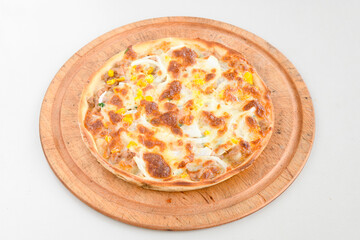 Delicious mixed pizza with rich content. Menu concept of choice and diversity. Karisik pizza