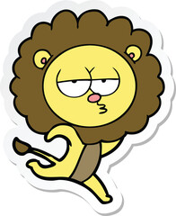 sticker of a cartoon running lion