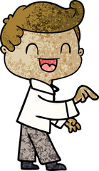 cartoon happy man pointing