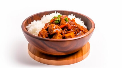 Taiwanese Pork Stew with Steamed Rice, Served Individually Generative AI,