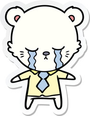 sticker of a crying cartoon polarbear
