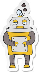 sticker of a cartoon broken robot