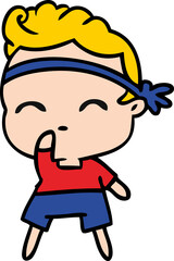 freehand drawn cartoon of kawaii cute fitness boy