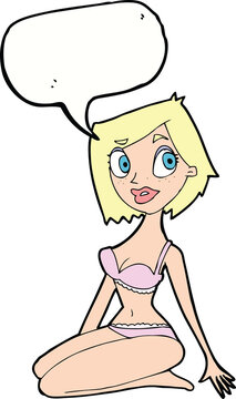 recommend clip art: cartoon pretty woman in underwear with speech bubble