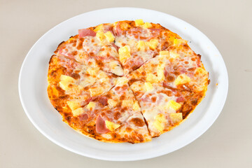 Delicious mixed pizza with rich content. Menu concept of choice and diversity. Karisik pizza