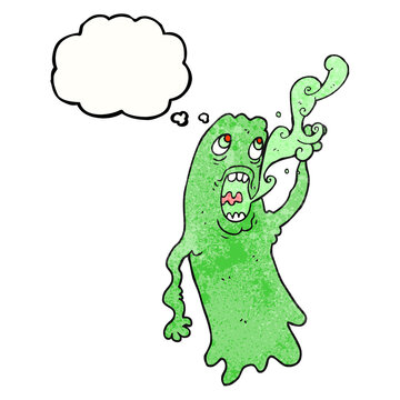 freehand drawn thought bubble textured cartoon ghost