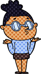 cartoon woman wearing glasses