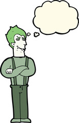 cartoon vampire with thought bubble