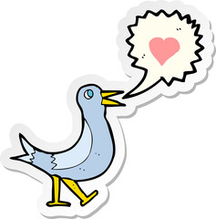 sticker of a cartoon bird singing