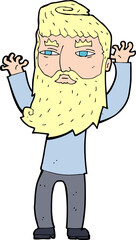 cartoon bearded man waving arms