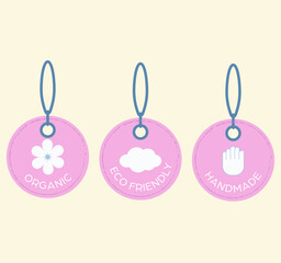 Pink vector clothing labels set. 