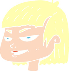 flat color illustration of mean looking girl