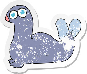 retro distressed sticker of a cartoon seal