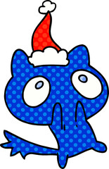 hand drawn christmas cartoon of kawaii cat
