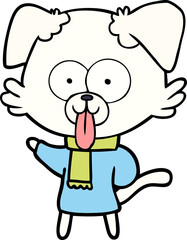 cartoon dog in winter clothes