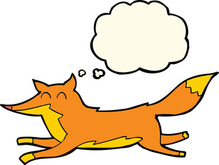cartoon running fox with thought bubble
