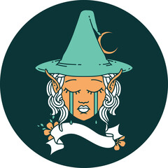 icon of sad elf mage character face