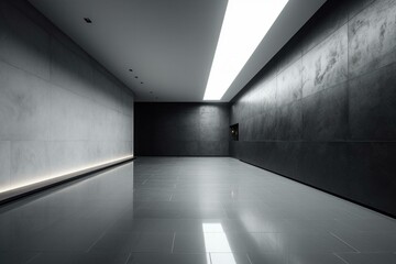 Smooth grey wall and sleek floor with intriguing light play. Perfect for presentations. Generative AI