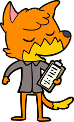 friendly cartoon fox manager