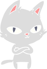 flat color style cartoon cat staring