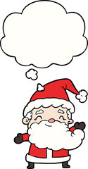 cartoon santa claus with thought bubble