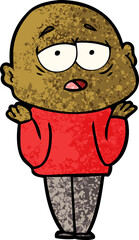cartoon tired bald man