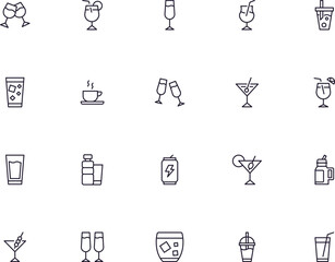 Drinks concept. Collection of modern high quality drink line icons. Editable stroke. Premium linear symbol for web sites, flyers, banners, online shops and companies.