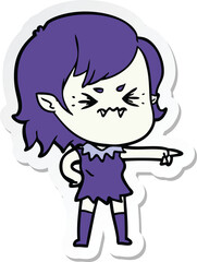 sticker of a annoyed cartoon vampire girl