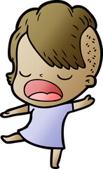 cartoon cool hipster girl talking