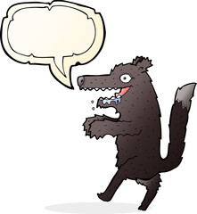 cartoon big bad wolf with speech bubble