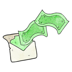 freehand drawn texture cartoon envelope full of money