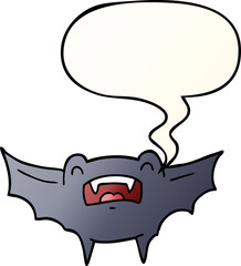 cartoon vampire bat with speech bubble in smooth gradient style