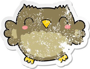 distressed sticker of a cute cartoon owl