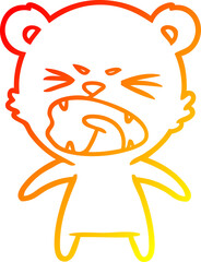 warm gradient line drawing of a angry cartoon bear