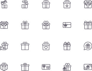 Gift concept. Gift line icon set. Collection of vector signs in trendy flat style for web sites, internet shops and stores, books and flyers. Premium quality icons isolated on white background